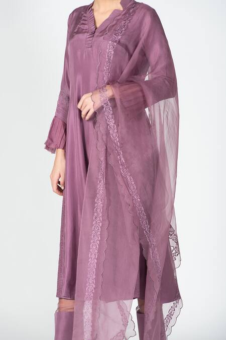 Shop Sitaraa Purple Habutai Silk Pleated Anarkali Set Online at Aza Fashions Shop_Sitaraa_Purple Habutai Silk Pleated Anarkali Set_Online_at_Aza_Fashions