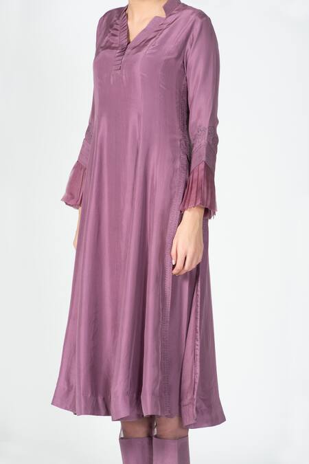 Sitaraa Purple Habutai Silk Pleated Anarkali Set at Aza Fashions Sitaraa_Purple Habutai Silk Pleated Anarkali Set_at_Aza_Fashions