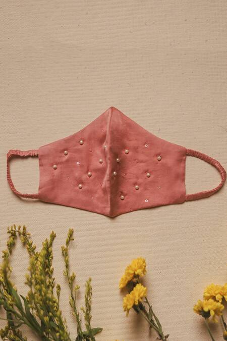 Sitaraa Pink Embroidered Bead Face Mask Single Pc 2