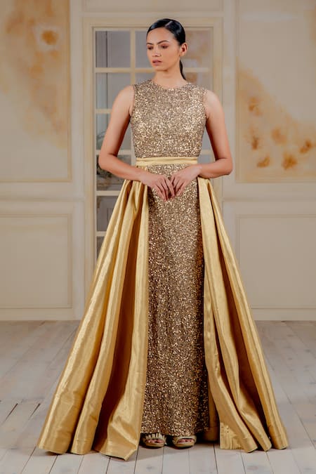 Golden Color Wedding Gown | sreevalsamsilks