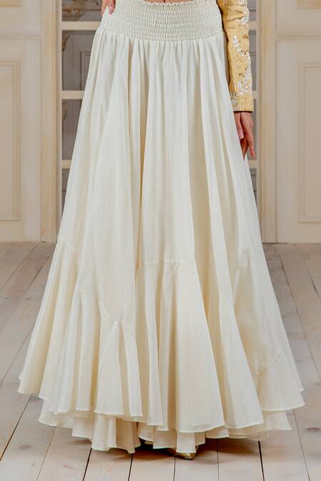 Siddartha Tytler White Chanderi Panelled Maxi Skirt Online at Aza Fashions Siddartha Tytler_White Chanderi Panelled Maxi Skirt _Online_at_Aza_Fashions