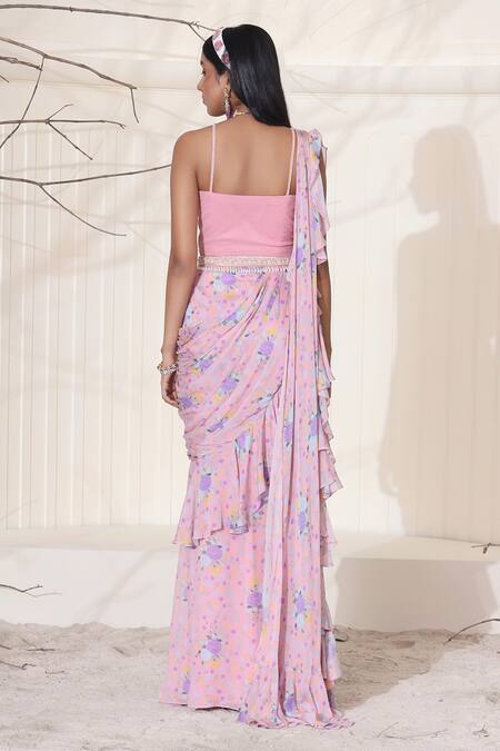 Seema Thukral Pre-Draped Printed Saree With Blouse 