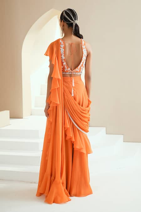 Seema Thukral Sharara Saree With Embroidered Choli 