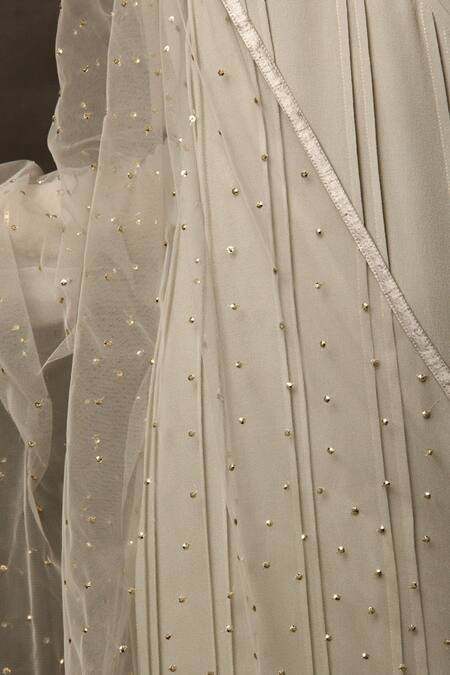 Shop Jasmine Bains Grey Kurta Cupro Georgette Churidaar Stretch Pintuck Angarkha And Pant Set Online at Aza Fashions Shop_Jasmine Bains_Grey Kurta Cupro Georgette Churidaar Stretch Pintuck Angarkha And Pant Set _Online_at_Aza_Fashions