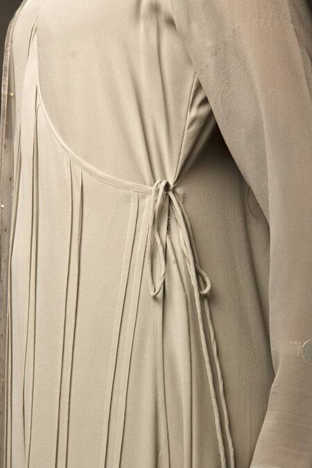 Buy Jasmine Bains Grey Kurta Cupro Georgette Churidaar Stretch Pintuck Angarkha And Pant Set Online at Aza Fashions Buy_Jasmine Bains_Grey Kurta Cupro Georgette Churidaar Stretch Pintuck Angarkha And Pant Set _Online_at_Aza_Fashions