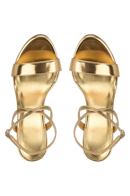 Shop_Sephyr_Gold Cross Strap Heels _at_Aza_Fashions