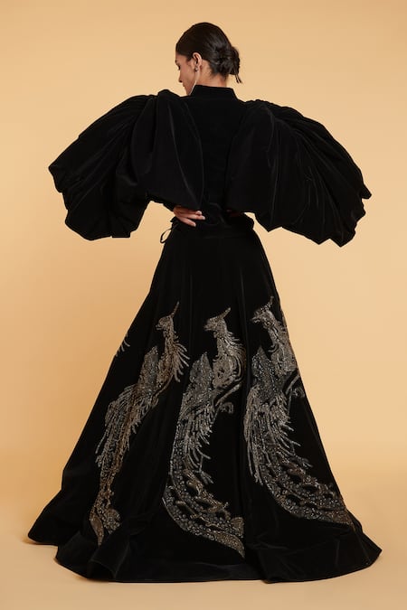 Siddartha Tytler Balloon Sleeve Jacket & Embroidered Lehenga Set 