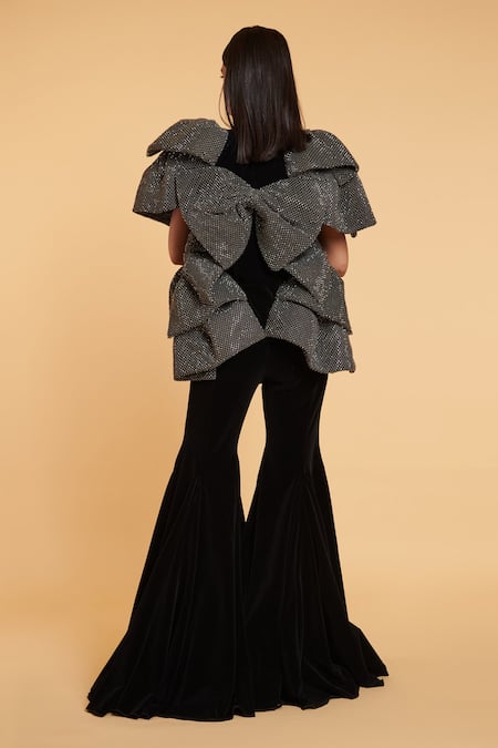 Siddartha Tytler Velvet Bell Bottom Pant 