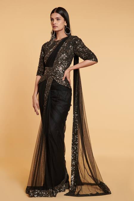 Shop Online Black Silk Weaving Work Trendy Saree for Ceremonial : 276029 -