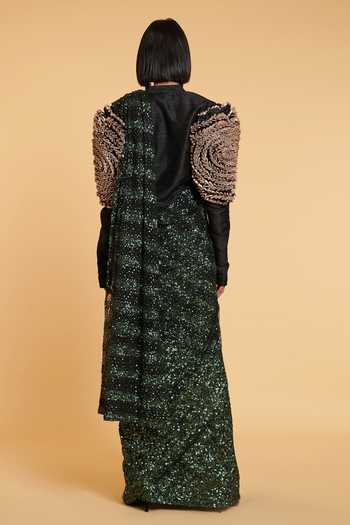 Siddartha Tytler Sequin Embroidered Saree With Blouse 