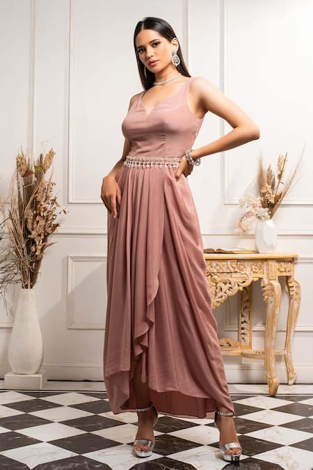 Seema Thukral A-Line Draped Dress For Kids