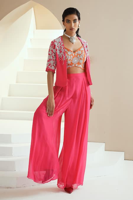 Seema Thukral Embellished Jacket & Pleated Pant Set 