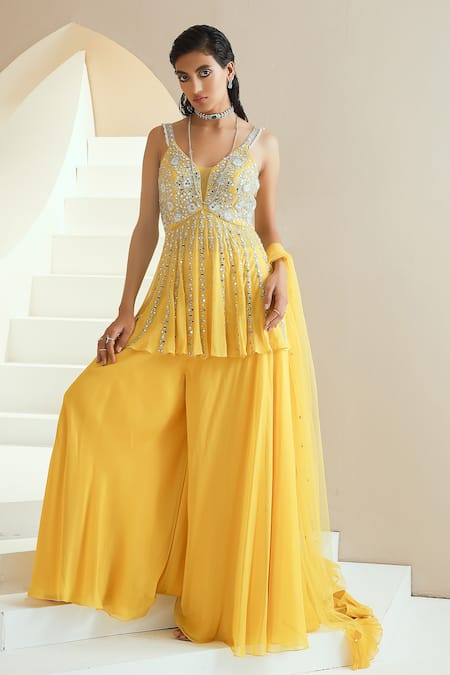 Seema Thukral Embellished Peplum Kurta Sharara Set 