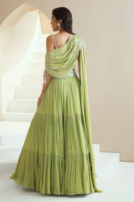 Seema Thukral Draped Embellished Choli & Lehenga Set 