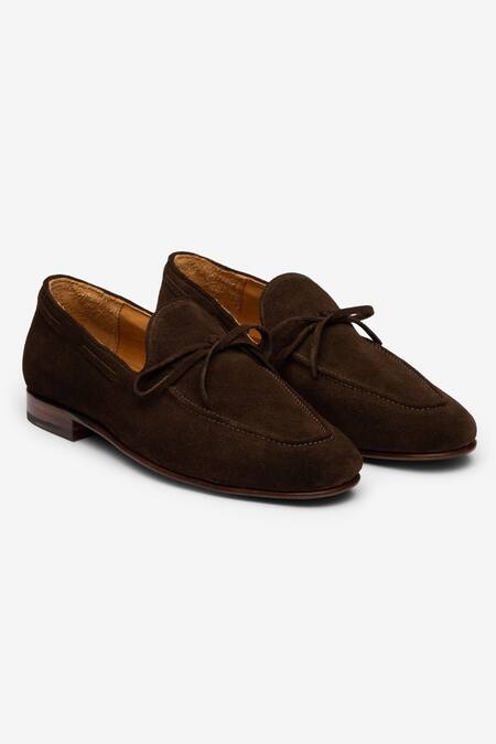 Shop Bridlen Brown Tassel Suede Loafers at Aza Fashions Shop_Bridlen_Brown Tassel Suede Loafers_at_Aza_Fashions