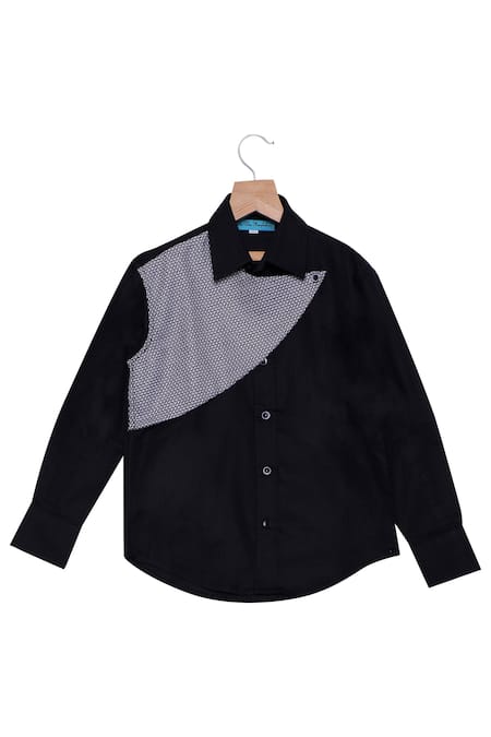 The Blue Morphology Printed Black Linen Cotton Shirt 