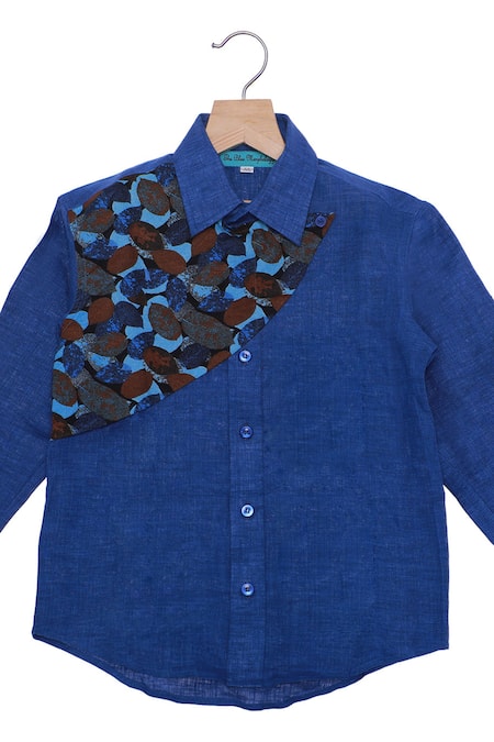 The Blue Morphology Linen printed  shirt 