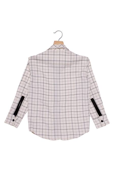 The Blue Morphology_White Cotton Plaid Checkered Shirt _Online_at_Aza_Fashions