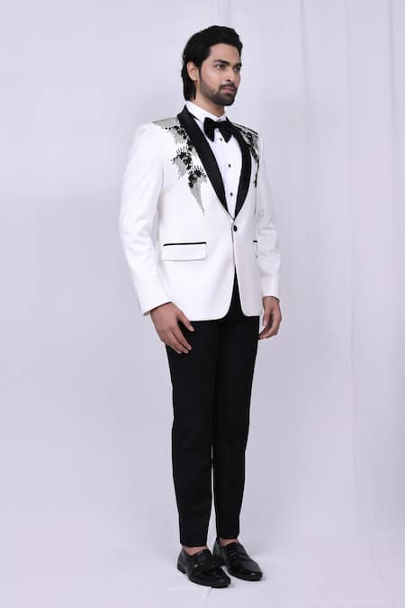 Arihant Rai Sinha White Terrycloth, Satin, Silk Pearls Floral Embroidered Suit And Pant Set Online at Aza Fashions Arihant Rai Sinha_White Terrycloth, Satin, Silk Pearls Floral Embroidered Suit And Pant Set _Online_at_Aza_Fashions