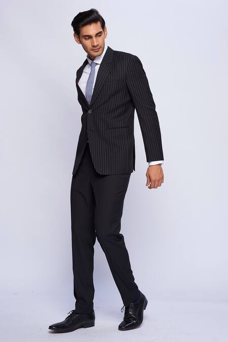 Buy_Tisa - Men_Black Striped Blazer _Online_at_Aza_Fashions