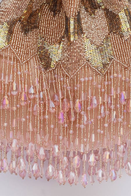 Eena_Pink Embroidery, Sequins, Crystals Fringe Potli Bag _Online_at_Aza_Fashions