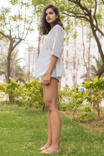 Buy_Sufia_White Cotton Slub Chikankari Pleated Ziya Top_Online_at_Aza_Fashions
