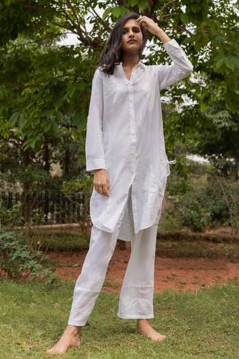 Buy_Sufia_White Zia Chikankari Shirt Kurta_Online_at_Aza_Fashions
