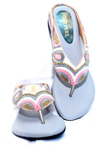 Buy_Foot Fuel_Grey Beads Sujhav Embellished Heels _Online_at_Aza_Fashions
