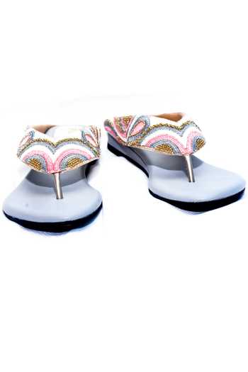 Foot Fuel_Grey Beads Sujhav Embellished Heels _Online_at_Aza_Fashions