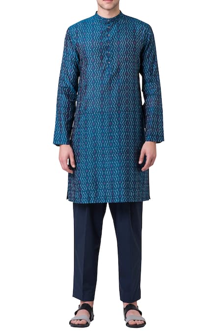 Suketdhir Cotton Silk Ikat Kurta 