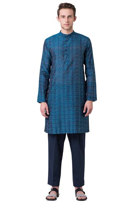 Buy Suketdhir Green Cotton Silk Ikat Kurta Online at Aza Fashions Buy_Suketdhir_Green Cotton Silk Ikat Kurta _Online_at_Aza_Fashions