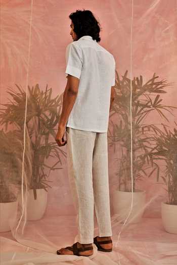 Charkhee_White Cotton Textured Shirt_Online_at_Aza_Fashions