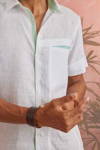Charkhee_White Cotton Textured Shirt_at_Aza_Fashions