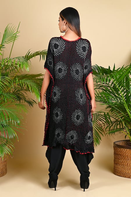 Shop Dyelogue Black Gajji Silk Round Bandhani Kurta at Aza Fashions Shop_Dyelogue_Black Gajji Silk Round Bandhani Kurta _at_Aza_Fashions