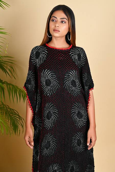 Shop Dyelogue Black Gajji Silk Round Bandhani Kurta Online at Aza Fashions Shop_Dyelogue_Black Gajji Silk Round Bandhani Kurta _Online_at_Aza_Fashions