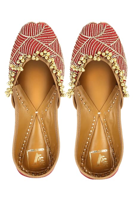 House Of Vian Red Embellished Juttis