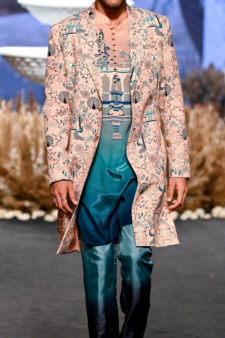 Shop Sva By Sonam & Paras Modi Pink Silk Printed Floral Blazer And Pant Set at Aza Fashions Shop_Sva By Sonam & Paras Modi_Pink Silk Printed Floral Blazer And Pant Set_at_Aza_Fashions