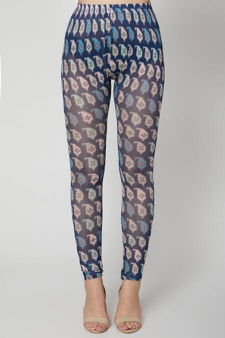 Buy_Sva By Sonam & Paras Modi_Blue Russian Silk V Neck Printed Kurta Set_Online_at_Aza_Fashions