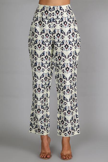 Sva By Sonam & Paras Modi_White Georgette Draped Geometric Print Kurta And Pant Set_Online_at_Aza_Fashions