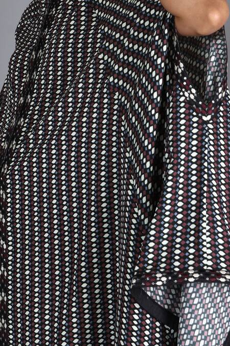 Buy_Sva By Sonam & Paras Modi_Black Georgette Printed Cape And Draped Skirt Set_Online_at_Aza_Fashions