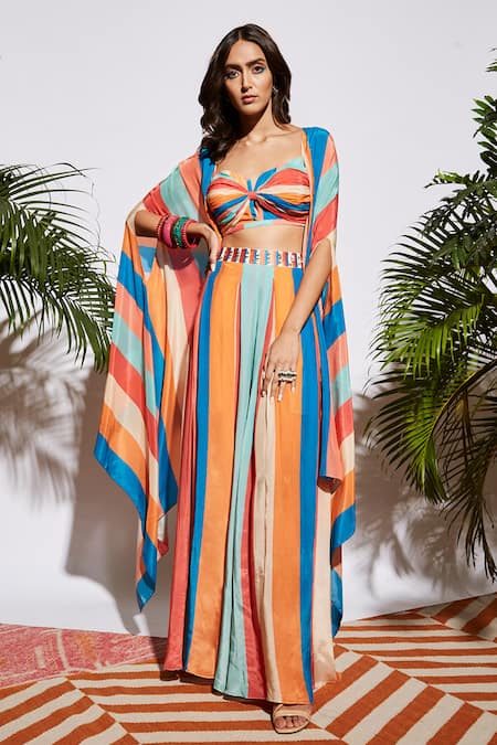 SVA by Sonam & Paras Modi Striped Palazzo Set With Cape 