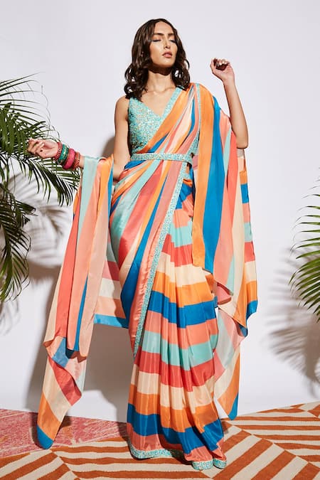 SVA by Sonam & Paras Modi Silk Saree Set With Cape 