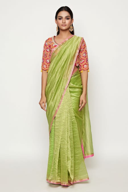 Swati Vijaivargie Embroidered Chanderi Silk Saree 