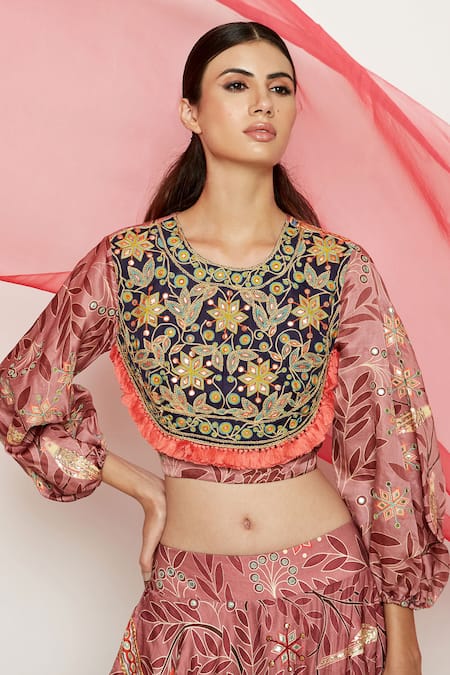Swati Vijaivargie Pink Linen Satin Printed Lehenga Set at Aza Fashions Swati Vijaivargie_Pink Linen Satin Printed Lehenga Set _at_Aza_Fashions