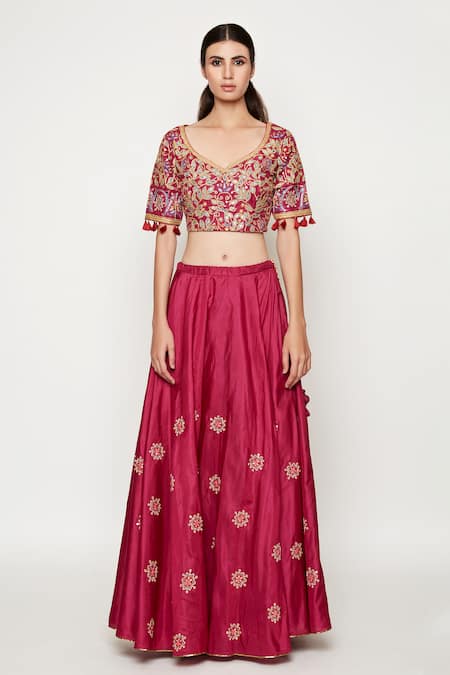 Swati Vijaivargie Embroidered Silk Bridal Lehenga Set 
