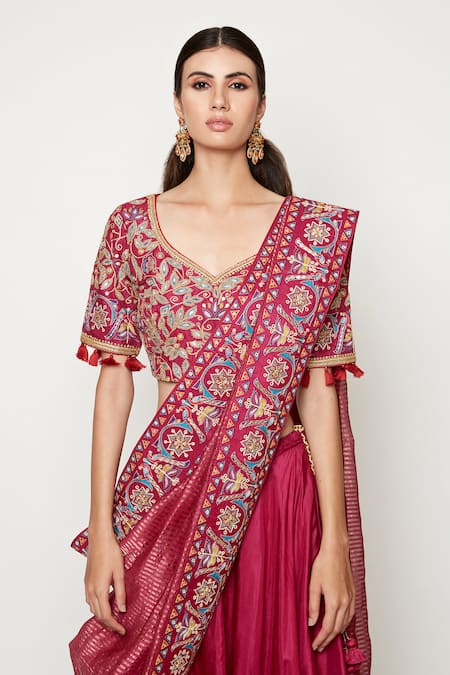 Buy Swati Vijaivargie Maroon Silk Embroidered Bridal Lehenga Set Online at Aza Fashions Buy_Swati Vijaivargie_Maroon Silk Embroidered Bridal Lehenga Set _Online_at_Aza_Fashions