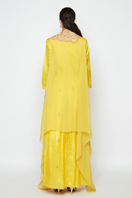 Swati Vijaivargie Silk Dress with Embroidered Cape 