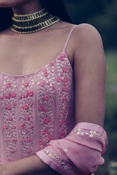 Buy Madzin Pink Kurta Georgette Dupatta Chiffon Embroidered Anarkali With Online at Aza Fashions Buy_Madzin_Pink Kurta Georgette Dupatta Chiffon Embroidered Anarkali With _Online_at_Aza_Fashions