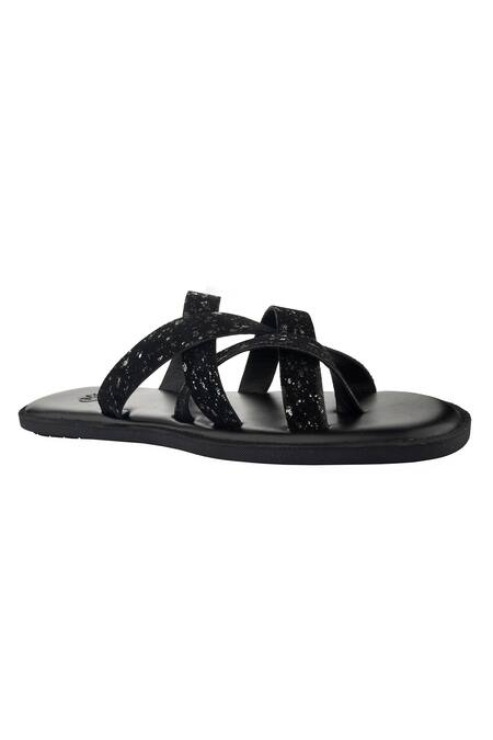 Sko Black Shimmer Cross Strap Slippers Online at Aza Fashions Sko_Black Shimmer Cross Strap Slippers _Online_at_Aza_Fashions