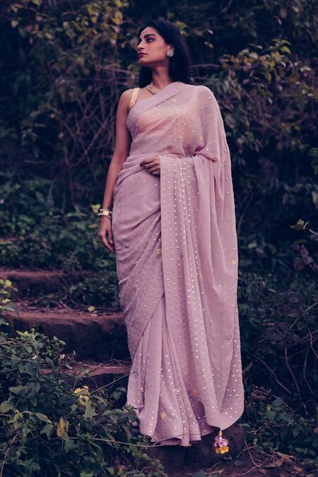 Madzin Pink Blouse Silk Dupion Scoop Neck Hand Embroidered Saree With Online at Aza Fashions Madzin_Pink Blouse Silk Dupion Scoop Neck Hand Embroidered Saree With _Online_at_Aza_Fashions